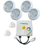 Kit 4 luces vulcano superled RGB 14,4w RGB hormigon/fibra + gabinete HidroFym